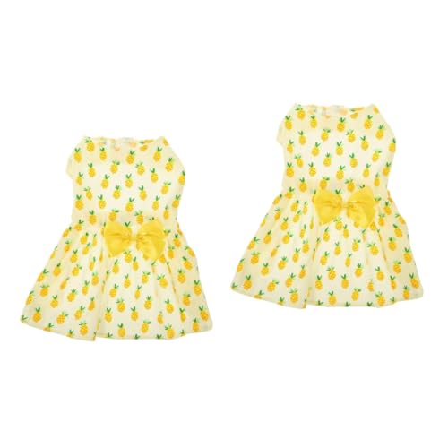 FOMIYES 2St Ananas-Haustier-Kleid Schleifenkleid Sommerkleidung Welpenkleid Rock Mädchenkleider Haustierkleidung Hunde-Cosplay-Kostüm die Katze Hundekleidung mittlerer Hund Polyester von FOMIYES