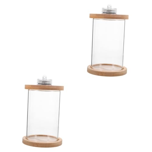 FOMIYES 2 Stück Glaseimer Aquarium Aquarium Mit Led-Leuchten Led-Aquarium Aquarium-Set Glasbehälter Mit Deckel Glasfischglas Fischtanks Für Kinderaquarien Mini-Holz-Kleinfischtank von FOMIYES