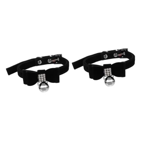 FOMIYES 2St Haustierhalsband Tier kostüm tierkostüm hundekragen Katze hundehalsband einfache Hundehalsbänder Halsband für Haustiere Katze Strass Halsband glockenförmig Krawatte Samtstoff von FOMIYES