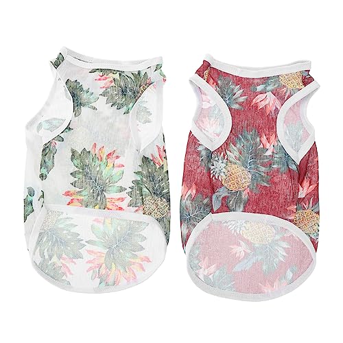 FOMIYES 2st Haustierweste Hawaiianisches Kostüm Hundeshirt Für Kleine Hunde Sommerdeko Hundezubehör Für Kleine Hunde Herbstdeko Hawaiianische Hemden Polyester Antihaft-Haar Kleidung von FOMIYES