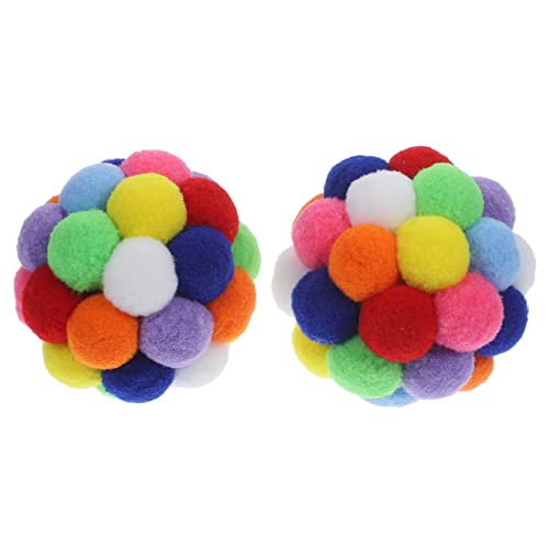 FOMIYES 2st Katzenball Katze Jagt Bälle Kätzchen-pom-bälle Kätzchenspielzeug Für Wohnungskatzen Katze Kaubälle Katze Bunte Fuzzy-bälle Katze Plüschtier Becher Lustige Katze Polyester von FOMIYES