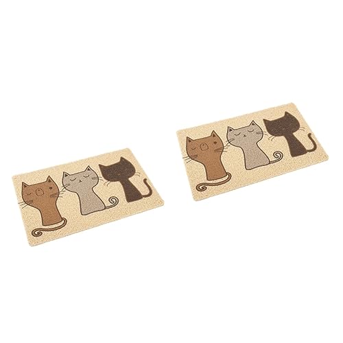 FOMIYES 2 Stücke PVC Katzenstreu Matte Katze Muster Haustier Sitzen Matte Wurf Fütterung Pad Robust Weich Atmungsaktiv Heimtierbedarf von FOMIYES