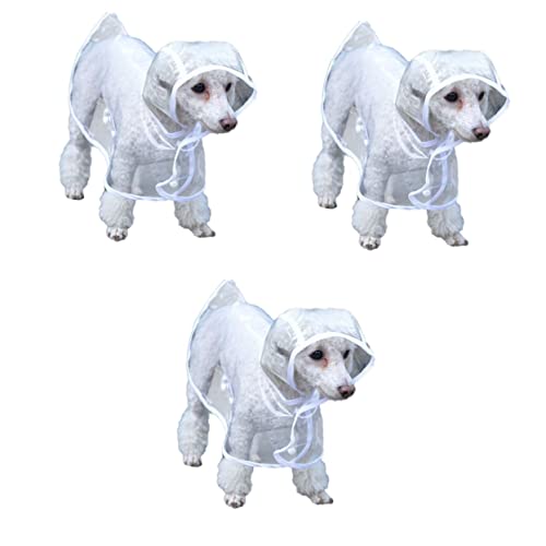 FOMIYES 3st Welpe Regenmantel Für Haustiere Mädchen-kätzchenhalsband Regenjacke Haustier Hund Regenmantel Durchsichtiger Regenponcho Kleiner Hund Regenmantel Kleidung Weiß Leicht von FOMIYES