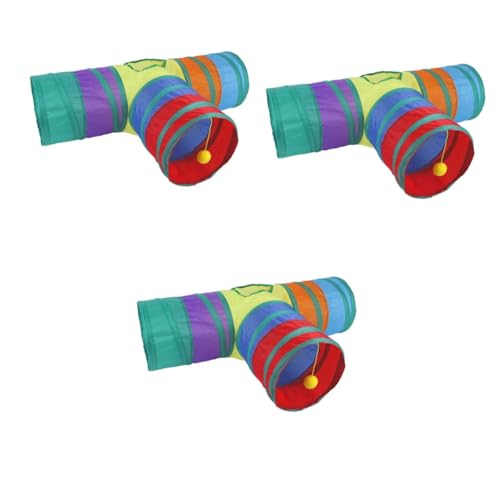 FOMIYES 3 STK Katzenrassel aus Papier Tunnel Zusammenklappbarer Katzentunnel Labyrinth interaktives Röhrenspielzeug Spielzeuge Faltbarer Katzenzelttunnel Katzenspieltunnel Haustier von FOMIYES