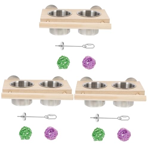 FOMIYES 3 Sätze Papagei Vogelfütterung Futterbehälter Für Vogelkäfige Behälter Für Haustierfutter Papagei Fressnapf Fressnäpfe Für Papageien Vogelzubehör Vogelfütterer Hölzern Lebensmittel von FOMIYES