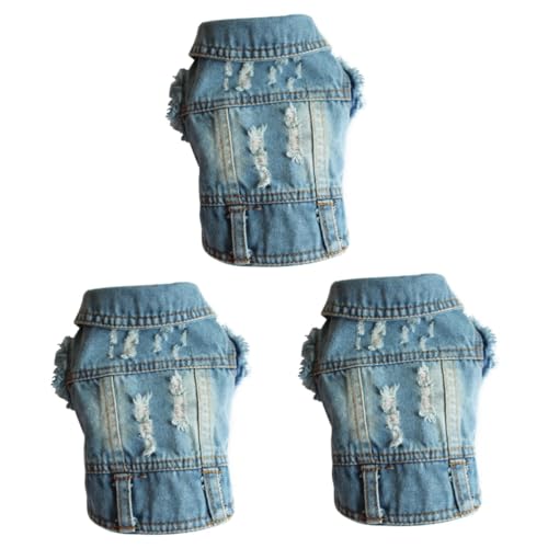 FOMIYES 3St Denim-Hundewesten Jeansweste Haustier+Kleidung Welpenmais laufweste Muskelshirt Tanktops Haustierkleidung Weste für Hunde Frühling und Herbst Winterkleidung Haustier Hund Jacke von FOMIYES