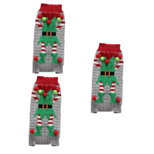 FOMIYES 3St Katze Weihnachtspullover Hundepullover Weihnachtsoutfit für Hunde Hundevlies Welpe Warmer Kunde Hals Pullover Niedlich Hunde-Outfit Hundeclown-Pullover Kleidung Junge Haustier von FOMIYES