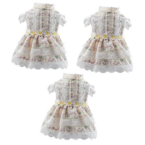 FOMIYES 3St geblümtes Prinzessinnenkleid ädchen Kleider ädchen-Outfits Badehosen für Hunde Welpen-Outfits Spitzenkleid Hundekleid Sommerkleidung für Hunde der Hund Spitzenrock Polyester von FOMIYES