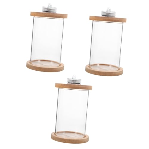 FOMIYES 3st Glas Eimer Aquarium Schnecken Terrarium Schreibtisch Holz Scheinen von FOMIYES