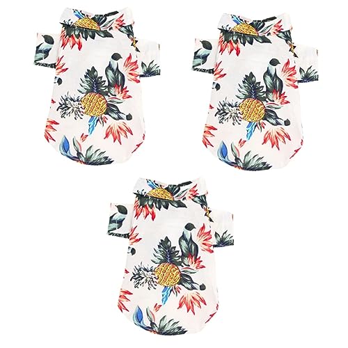 FOMIYES 3st Hawaiihemd Kleidung Halloweenkostüm Welpen-Shirt Hundehemden Sommerkleid Kreatives Hundekostüm Sommerhemd Für Haustiere Haustierbluse Weiß Kleiner von FOMIYES