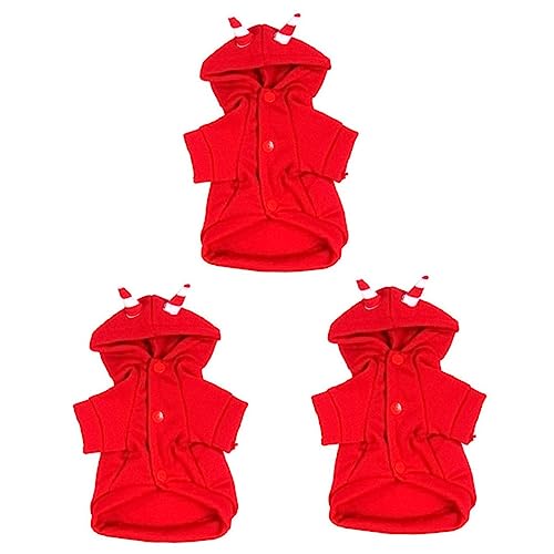 FOMIYES Welpenkleidung 3St Hundekotschaufel Welpen-Teufel-Kostü Welpe Halloween Kleidung warme Hoodies Hunde-Hoodie Welpen-Hoodie Bichon Frise Jacke mit Hut Kapuzenpullover rot von FOMIYES