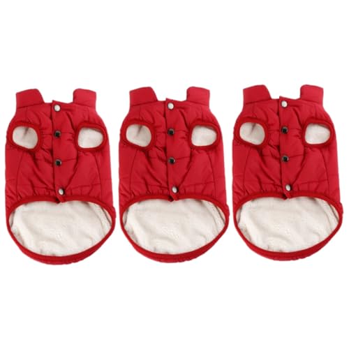 FOMIYES 3St Mantel Kleidung comdum Baumwollkleidung kleine hundekleidung für den Winter Rot äntel Hundebekleidung Winter wattiert Mantel hundekleidung Hündchen Baumwollmantel Jacke von FOMIYES