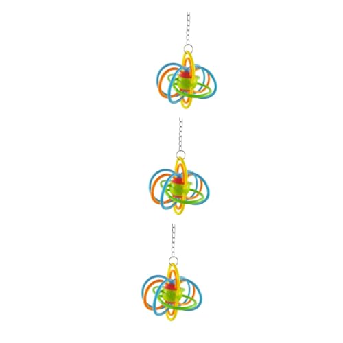 FOMIYES 3 Stücke Nymphensittich Spielzeug Bunte Vogel Spielzeug Papagei Glocke Robust Metall Acryl Material von FOMIYES