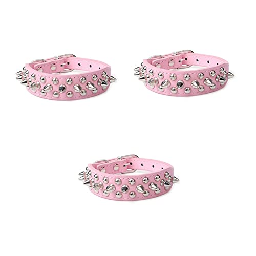 FOMIYES 3St Hunde hundekragen Hunde Halsband mit Stacheln Verstellbares Halsband für Hunde hundehalsband pink hundehalstuch PU-Hundehalsband Nieten hundehalsband Bulldogge Seil von FOMIYES