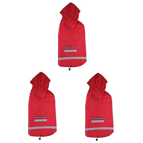 FOMIYES 3-teiliges Reflektierendes Haustier-Regenmantel Für Mittelgroße Und Große Hunde Bequeme Outdoor-hundejacke Rot 5XL von FOMIYES