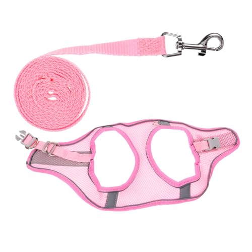 FOMIYES 4 Sätze Haustier Geschirr Sommer Leine Hundeweste mit Leine Reflektierendes Hundegeschirr kleines hundegeschirr draussen einstellen Seil Gürtel Gurt Polyester Rosa von FOMIYES