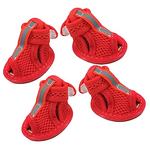 FOMIYES 4 Stück Haustiersandalen Hundeschuhe rutschfeste Schuhe Mesh-Hundesandalen Welpenschuhe rutschfeste Hundesandalen Schuhe für Hund Haustier Hund Haustierschuhe atmungsaktive Schuhe von FOMIYES