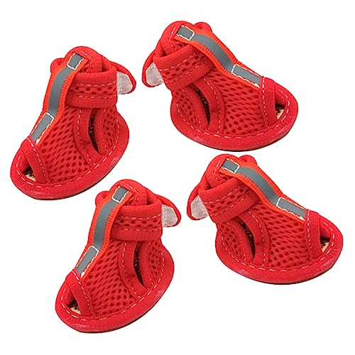 FOMIYES 4 Stück Haustiersandalen Wanderstiefel Für Welpen Hundesandalen Kätzchensandalen Sommer-hundestiefeletten rutschfeste Schuhe Atmungsaktiv Netzgewebe Für Die Rindersehnenunterseite von FOMIYES