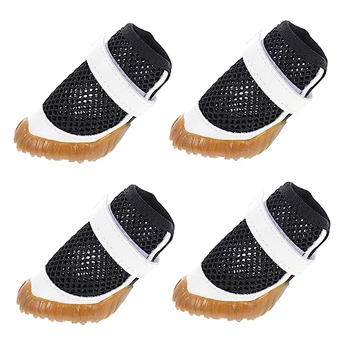 FOMIYES 4 Stück Haustierschuhe Hunde Sommerschuhe Maschenhundschuhe wasserdichte Hundestiefel Katzen Stiefel Sommerliche Hundeschuhe Hundesandalen Schulterriemen PVC Kleiner Hund von FOMIYES