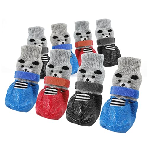 FOMIYES 4 Stück Hundepfotenschutz Chihuahua-Schuhe Haustierzubehör wasserdichte Socken sockenschuhe Baumwollsocken für Haustiere Cartoon-Hundesocken rutschfest Katzenschuhe Schutzstiefel von FOMIYES