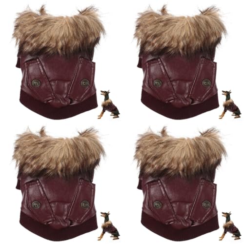 FOMIYES 4 Stück Warme Hundejacke Kleine Hunde-Outfits Warme Welpenkleidung Cosplay-Outfits Winterjacke Für Welpen Hundemantel Trim Mantel Fleecejacken Welpenmantel Winterkleidung Pu Mode von FOMIYES