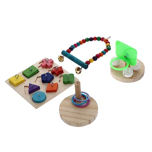 FOMIYES 4-teiliges Set Papagei Kauspielzeug Spielzeuge Vögel Hölzern Beissen von FOMIYES