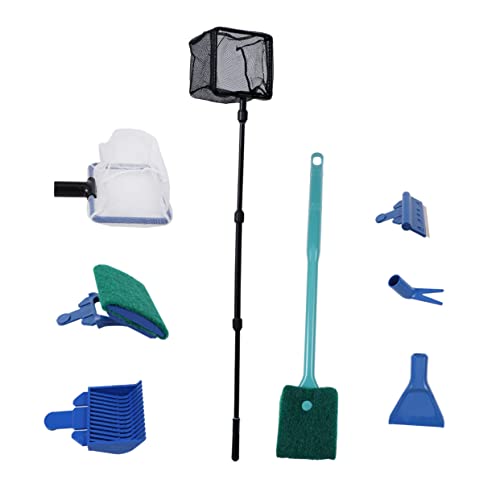 FOMIYES 6-in-1 Aquarium Kit Fisch Tank Werkzeuge Set Kies Rechen Schaber Anlage Schwamm Löffel Net Grün von FOMIYES