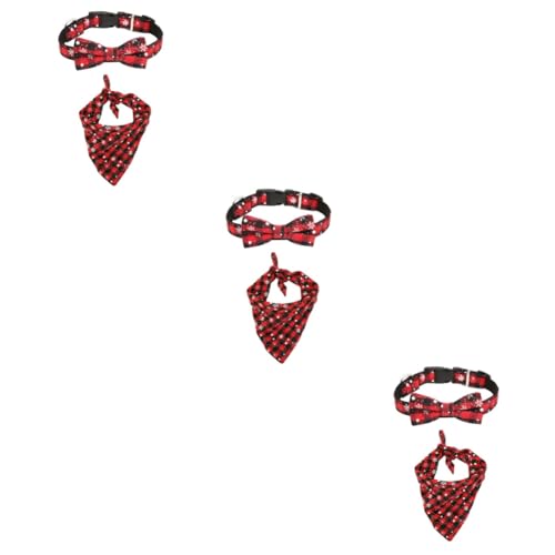 FOMIYES 6 STK Haustier-Weihnachtsset Bandana hundehalsband Haustier Taschentuch Halsketten Halskette mit Schneeflockenmuster verstellbares Haustierhalsband Krawatte dreieckiger Schal rot von FOMIYES