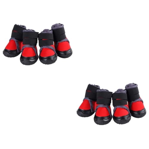 FOMIYES 2 Sets Warme Hundeschuhe Für Den Außenbereich Für Haustiere Atmungsaktives Material Größe 45 Rot 4 Stück X 2 von FOMIYES