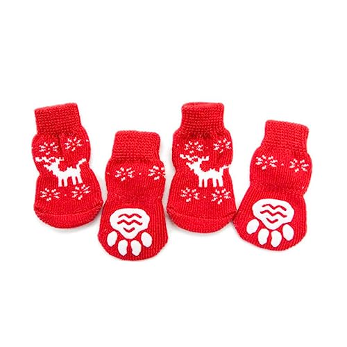 FOMIYES 8 Stücke Haustier Weihnachtssocken Elch Muster Warme Wollsocken für Tiere von FOMIYES