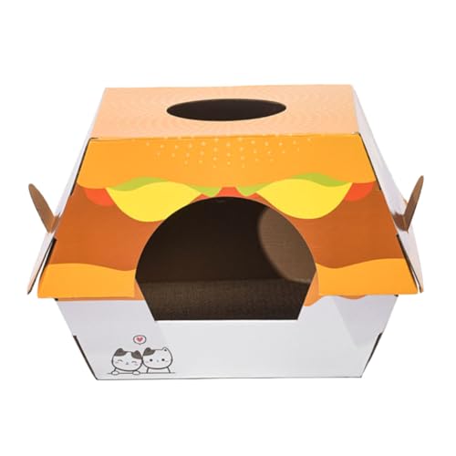 FOMIYES Hamburger Katzennest Kratzkasten Für Katzenkratzbretthaus Kartenhaus Karton Kratzbaum Für Katzen Outdoor Katzenhaus Katzenhausbett Drinnen Die Katze Kätzchenbett Wellpapier von FOMIYES