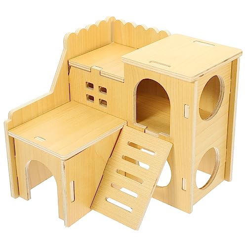 FOMIYES Hamsterhütte Outdoor-Kletterspielzeug Holzhaus für kleines Haustier Rennmaus Hamster Schlafhaus Haustierkäfig Hamsterhaus Sommer Haustierhaus Haustierzubehör Hamsternest hölzern von FOMIYES