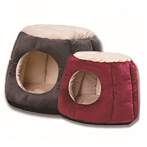 FOMIYES Hundebett Runder Tisch Hundehütte Für Katzen Hunde Warmes Nest Schlafbett Grau/schwarz 40 X 32 cm von FOMIYES