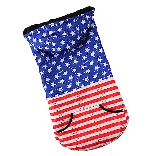 FOMIYES Haustierjacke kleines Hundekostüm US Flagge USA-Flaggen Welpen-Hoodie dekorativer Hundemantel Haustierkostüm aus Polyester Winter Kleidung Zubehör Jacken Jacke mit Hut von FOMIYES