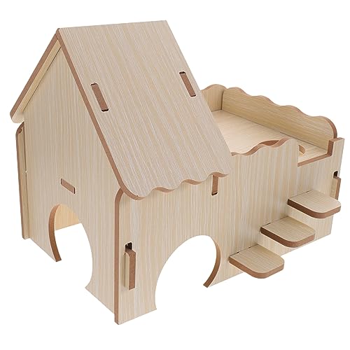 FOMIYES Holzhaus Zwergbetten Hasenvilla Kleintierkäfig Spielzeug Spielset aus Holz Käfigzubehör für Meerschweinchen Meerschweinchen-Hängematte Massivholz Hamsterhaus Wurf Kleine Tiere von FOMIYES