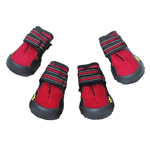 FOMIYES Mesh-hundeschuhe Atmungsaktive Haustier-hundestiefel Zum Wandern Im Freien Rot von FOMIYES