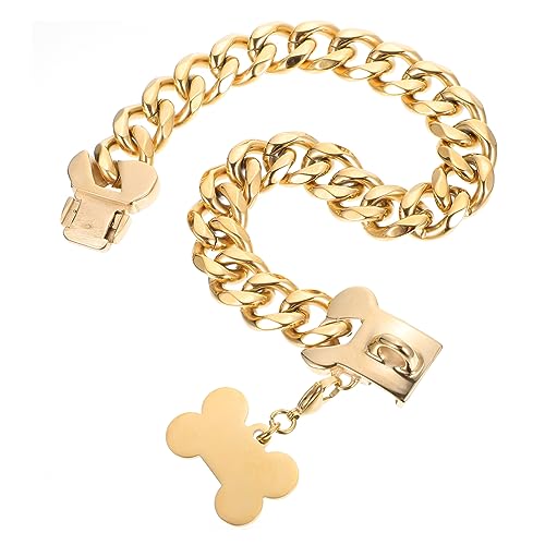 FOMIYES Hundeleine Hunde Halskette hundehalskette Welpenhalsband mit Knochenanhänger goldenes Halsband Weihnachtsdekoration hundekette selber Machen Haustierzubehör von FOMIYES