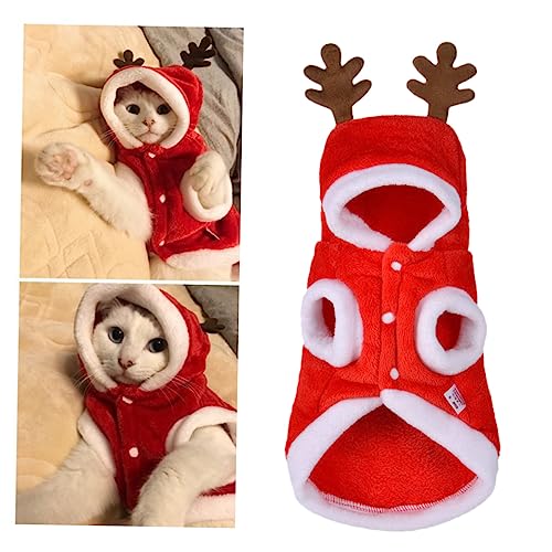 FOMIYES Kleiner Hundepullover Hunde-Hoodie Partykatzentuch Kleider Weihnachtsmann-Kostüm Hundekleidung Party-Hundetuch Elch Weihnachtskostüme festliches Outfit einstellen ältere rot von FOMIYES