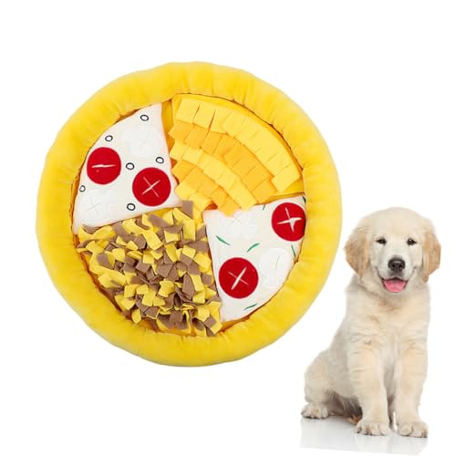 FOMIYES Pädagogische Hundetrainingsmatte Haustier Schnüffelunterlage Sound Feeder Pizza Design Hund Geruch Matte Gelb von FOMIYES