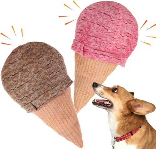 FONBALLOON PARTY Niedliches Eiscreme-Hundespielzeug, quietschendes Plüsch-Hundespielzeug, um sie zu beschäftigen, Sommer-Hundespielzeug für kleine und mittelgroße Hunde von FONBALLOON PARTY