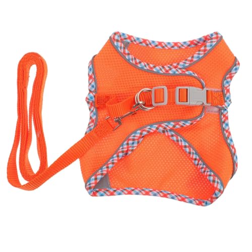 FONDOTIN 1 Satz Hundegeschirr-Set Hundeleinengeschirr Trainingsleine für Hunde Haustiergurt Hunde-Geschirr Set Hundegeschirr und Leine kleines Geschirr für Hunde Hundeweste Polyester Orange von FONDOTIN