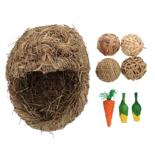 FONDOTIN 1 Satz Kaninchen-Gras-Nest Futter Für Kaninchenkäfige Bettwäsche Aus Meerschweinchen-Fleece Hamsterkäfig Kaninchengenuss Käfigmatte Für Meerschweinchen Kaninchenhaus Brot Stroh von FONDOTIN