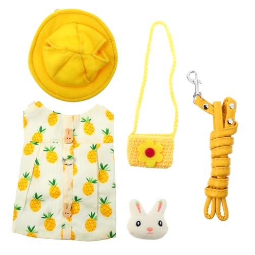 FONDOTIN 1 Satz Kaninchenleine Hasen-Accessoire Eichhörnchen Weste Tasche Igel-Kleidung Hund Hasen Jacke Bunny Jacket Anzug und Leine für Kaninchen Kaninchenanzug und Leine Baumwolle Yellow von FONDOTIN