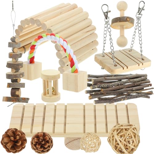 FONDOTIN Kauspielzeug-Set aus Holz Hamsterspiel Spielzeug Kaninchen Kauspielzeug für Kleintiere von FONDOTIN