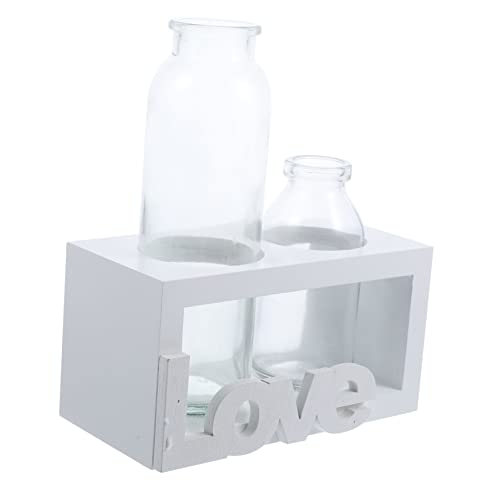 FONDOTIN 1 Satz Terrarienpflanzen für den einzug Home Decor geburtstagsmitgebsl Wohnkultur glasvase Glasterrarien für Pflanzen Desktop-Hydrokultur-Pflanzgefäße aus Glas Holz Weiß von FONDOTIN