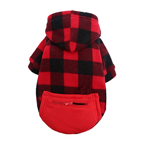 FONDOTIN 1 Stück Haustiermantel Hundepullover Weihnachtskleidung Für Haustiere Plaid Hundeoutfit Pufferjacke Für Hunde Mädchenmantel Hundewelpen Hundeleckerli Plaid Hundekleid von FONDOTIN