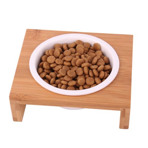 FONDOTIN 1 Tisch Einzelnapf Haustierbedarf Hundenäpfe Hund Futterspender Haustier Tisch Haustier Futternäpfe Haustier Esstisch Keramik Pet Feeder Pet Bowl Haustier Katze Bambus von FONDOTIN