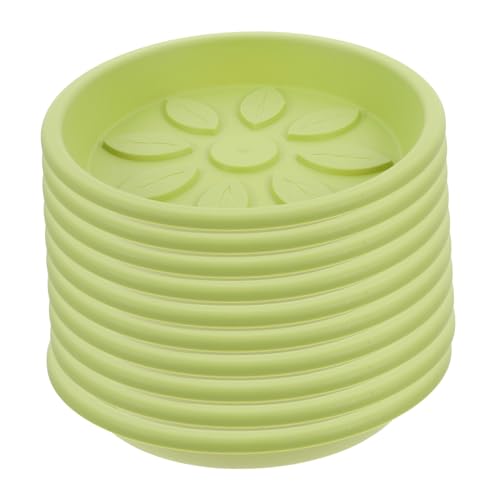 FONDOTIN 10st Blumentopf Tablett Abtropfschalen Für Topfpflanzen Blumenteller Blumentopf Rundes Tablett Wasserschalen Blumentopf Blumentopf Blumentablett Tablett Plastik Light Green von FONDOTIN