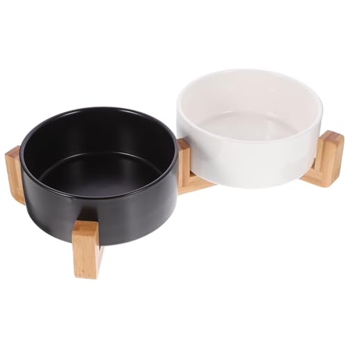 FONDOTIN 1satz Kerntyp Keramische Futter Und Wassernäpfe Mit Rutschfestem Holzständer Für Katzen Und Kleine Hunde Design Leicht Zu Reinigen Und FONDOTIN 1satz Kerntyp Keramische Futter Und Wassernäpfe Mit Rutschfestem Holzständer Für Katzen Und Kleine Hunde Design Leicht Zu Reinigen Und von FONDOTIN