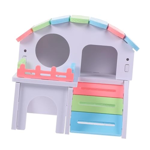 FONDOTIN 1Stk Hamsterhaus Frettchen Zwerg Nagetier Käfige Hamsterhäuser Hamster Terrarium Hamster Hamster Käfig Zubehör Mini-Hamsterkäfig- Haustiernest hölzern Colorful von FONDOTIN